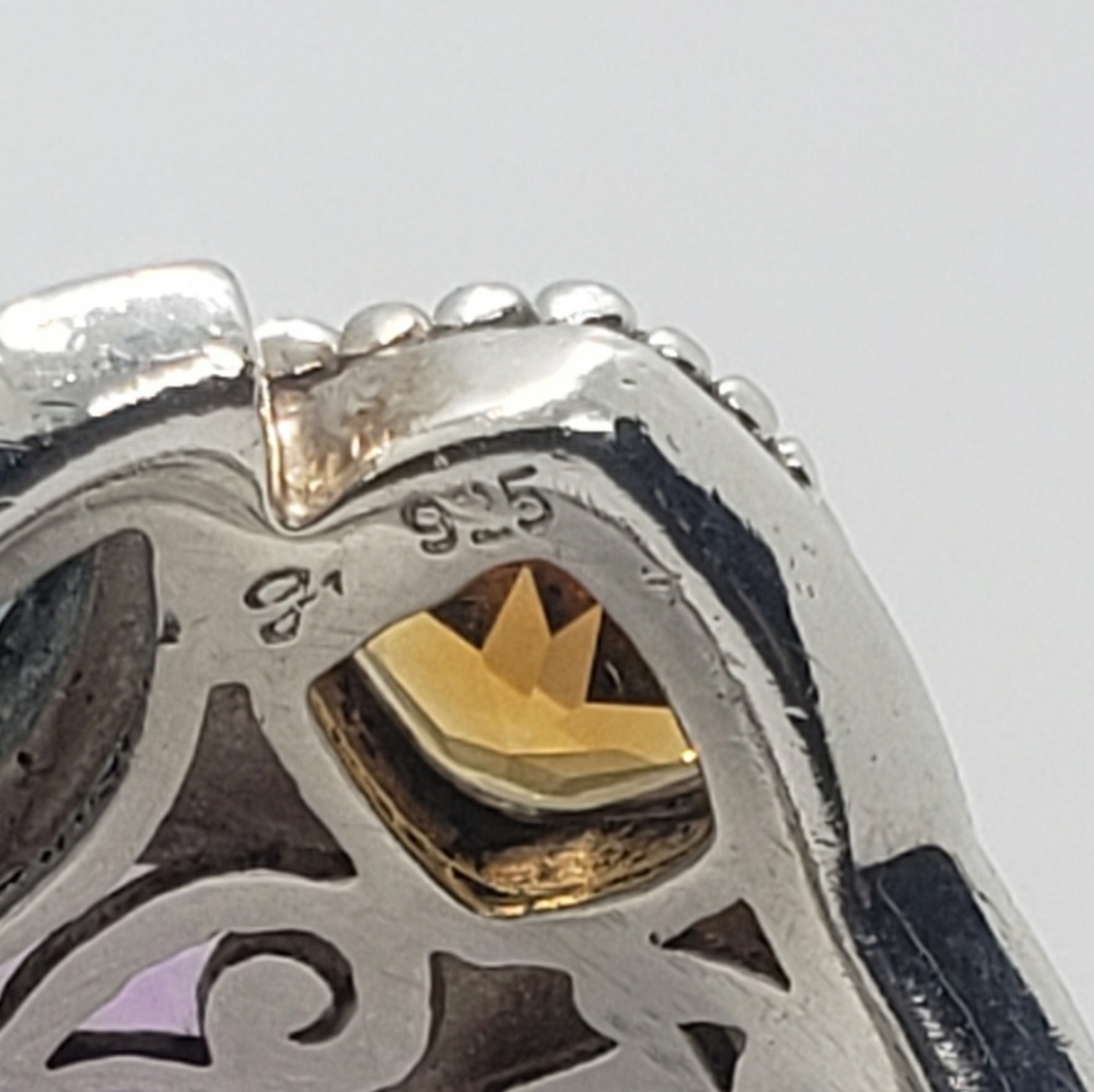 Samuel B Multi Gemestone Ring In Solid Stamped Sterling Silver - Picture 9 of 10